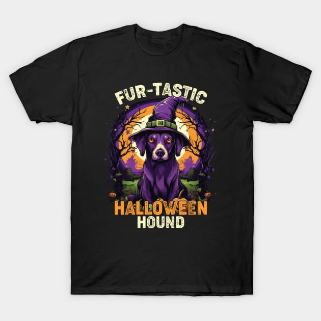 Waggin' & Witchin' Dog on Halloween T-Shirt by Rosemat